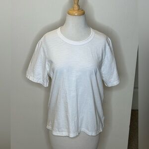 Faherty Sunwashed Organic Cotton White Short Sleeve Tee Size L